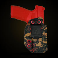 Springfield Hellcat Pro IWB holster in Skulls and Roses, custom Kydex by Armor Of God