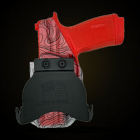 Sig Sauer P365X Macro OWB paddle holster in topo print, custom Kydex by Armor Of God