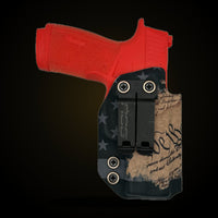 Sig Sauer P365X Macro IWB holster in We The People flag, custom Kydex by Armor Of God