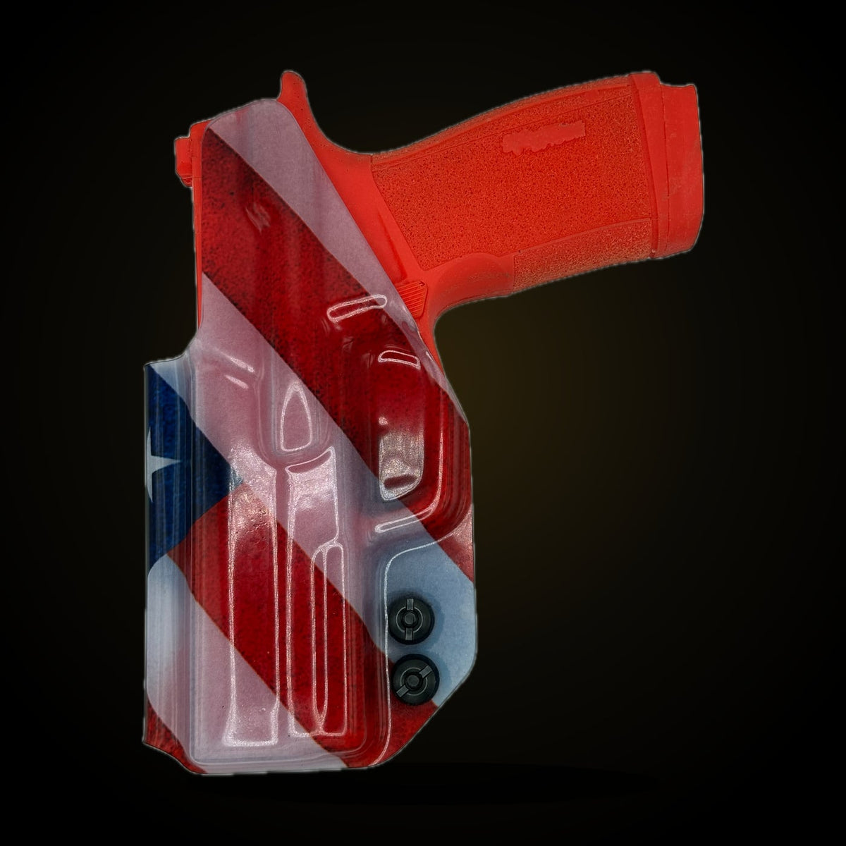 Sig Sauer P365X Macro IWB holster in American flag, custom Kydex by Armor Of God
