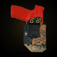 Springfield Hellcat Pro IWB holster in We The People flag, custom Kydex by Armor Of God