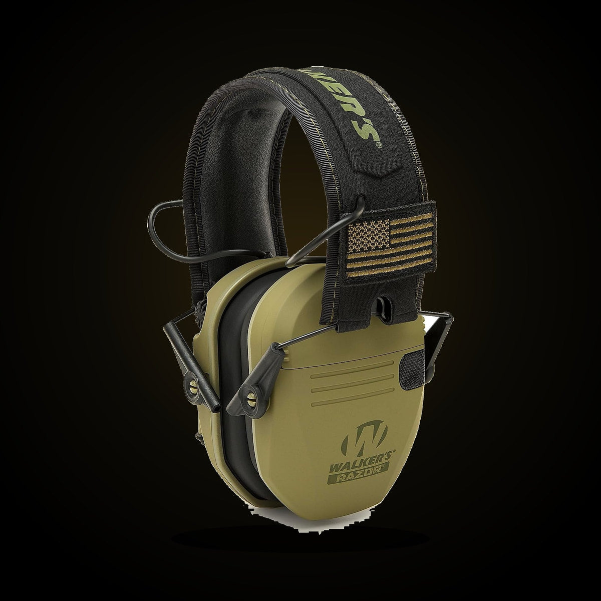 Walker's Razor Slim Patriot earmuffs in OD Green